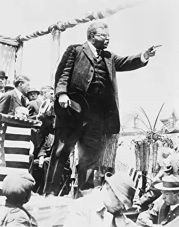 Prints of (Original Caption). Plainfield, NJ: T. Roosevelt speaking at Plainfield, N.J. May 16, 1913 A Legacy in Images: Theodore Roosevelt Giving Speech