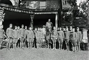 Town Of Oyster Bay Prints: Theodore Roosevelt and Soldiers Posing Outside His Home