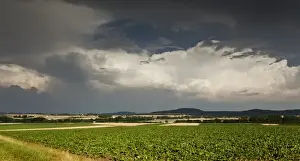 Thunder Prints: Thick storm clouds gathering over a farming area, Bavaria, Germany, Europe