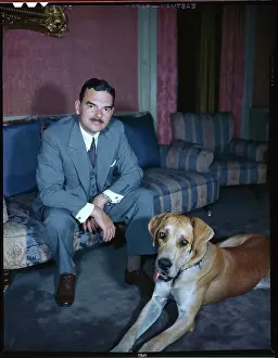 Thomas E Prints: Thomas Dewey and Dog