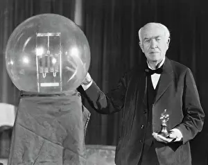 Famous Inventors Prints: Thomas Edison Exhibits First Successful Incandescent Lamp