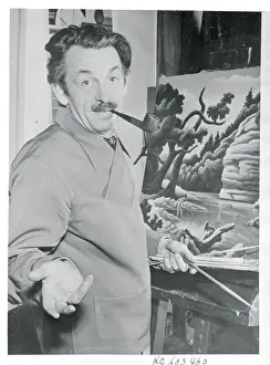 Thomas Hart Benton With Artwork