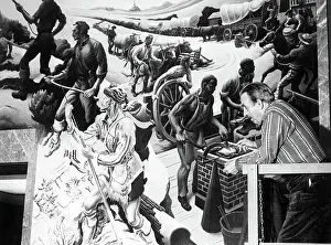 Thomas Hart Benton Works on Mural