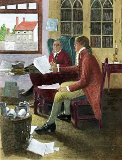 Shelf Prints: Thomas Jefferson Reading To Franklin by Clyde Osmer de Land