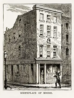 Prints of Very Rare, Beautifully Illustrated Antique Engraving of Thomas Moore Home in Dublin, Ireland Victorian Engraving, Circa 1840 from Our Own Country, Great Britain, Descriptive, Historical, Pictorial Dublin, Ireland Prints: Thomas Moore Home in Dublin, Ireland Victorian Engraving, Circa 1840
