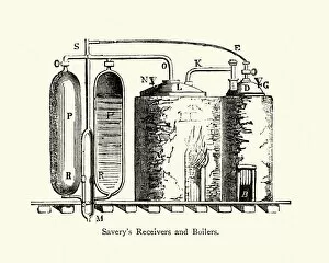 Images Dated 9th April 2019: Thomas Saverys Receivers and boilers for Pumping Steam Engine