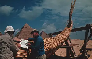 Giza Prints: Thor M. Heyerdahl Standing by His Boat