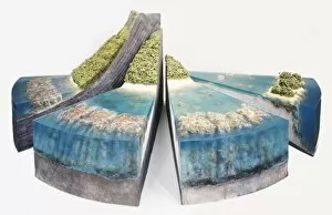 Images Dated 16th June 2007: Three-dimensional segmented model of coral reef and surrounding landscape