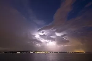 Thunderstorm and evening light on Lake Constance, Lake Constanz, Baden-Wurttemberg, Germany