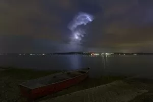 Thunderstorm over Lake Constance near Konstanz, Baden-Wuerttemberg, Germany, Europe