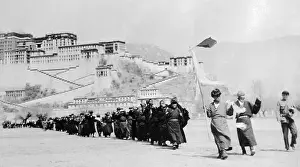 Lhasa Prints: Tibetan Rebels Filing out of Palace
