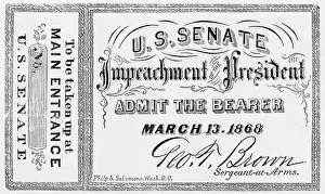 Trial Prints: Ticket To Andrew Johnson's Impeachment