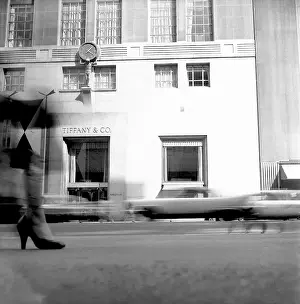Prints of New York, NY - 1957: The famous Tiffany and Co. storefront, at 5th Avenue and 57th Street, in 1957 in New York City, New York Portraits, Artworks, and Montages from a Visionary Photographer: Tiffany & Co. 1957