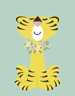 Mascot Prints: Tiger With FLower Lei