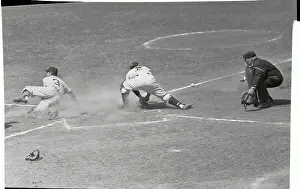Tiger Player Sliding Past Yogi Berra
