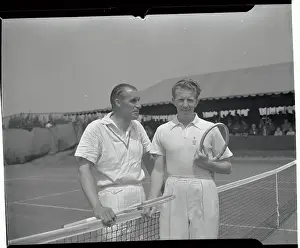 Queens Prints: Bill Tilden and Don Budge Standing by Net