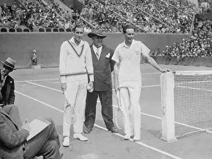 Bill Tilden with Jean Borotra and Referee