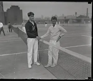Bill Tilden Standing on Court with Bernie Friedman
