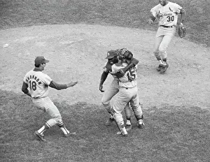 Tim Mccarver Hugging Bob Gibson