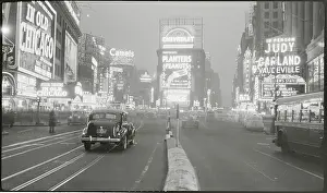 Broadway Prints: Times Square Illuminated by Large Neon Advertising Signs