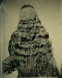 Time Captured: Vintage Art: Tintype photograph from 1870s of back of woman's head, long black hair