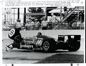 Tire Hits Front of A.J. Foyt's Racing Car