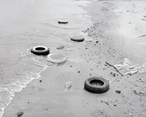 Tire Prints: Tires On Shore Of Lake Michigan