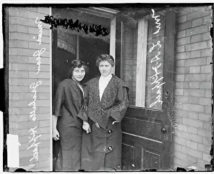 Prints of Titanic survivors, Ida Sophia Fischer Hippach and daughter, Jean Gertrude Hippach standing in building entryway, Chicago, Illinois, 1912 A Visual Journey Through the Legacy of the World’s Most Infamous Ship: Titanic Survivors