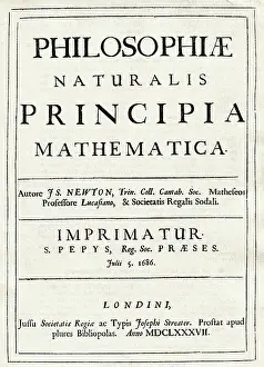 Latin Text Prints: Title Page of Newton's Philosophiae Naturalis Principia Mathematica