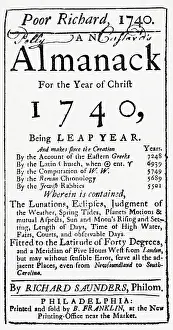 Publisher Prints: Title Page of Poor Richard's Almanac for 1740