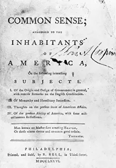 Pamphlet Prints: Title Page from Thomas Paine's Common Sense