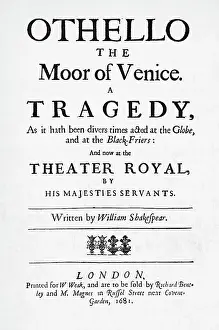 Page Prints: Titlepage For Shakespeare'S Othello