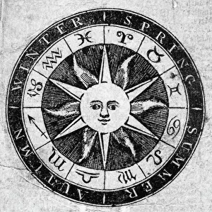 Zodiac Sign Prints: Titlepage with Sunface & Seasons, Zodiac
