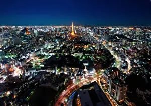 Mid Distance Prints: Tokyo city at night tokyo tower