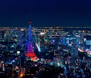 Communications Tower Prints: Tokyo tower with different lighting color