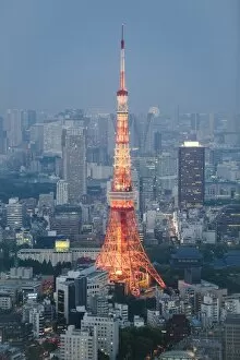 Images Dated 7th May 2015: Tokyo Tower high angle view at dusk