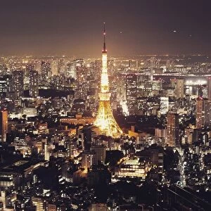 Tokyo Tower Against Sky At Night In Illuminated City