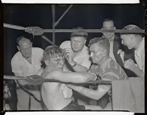 Defeat Prints: Tom Farr Being Treated After Bout by His Seconds