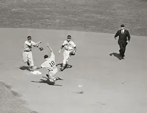 Stan Musial Prints: Tom Mcbride Forced Out At Second Base