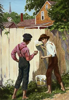 Chores Prints: Tom Sawyer Washing the Fence Book Illustration