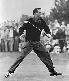 Putting Prints: Tommy Bolt Celebrating After Sinking Putt