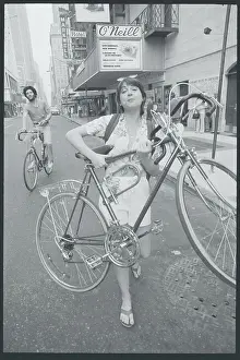 Tony Award Winner Dinah Manoff Carrying Her Bicycle