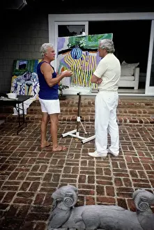 Huty37369 Prints: Tony Curtis Painting At Home