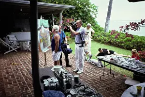 Huty37369 Prints: Tony Curtis Painting At Home