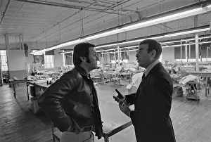 Huty37368 Prints: Tony Curtis Visits The Tom James Company Factory, Perth Amboy, New Jersey