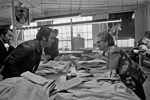 Huty37368 Prints: Tony Curtis Visits The Tom James Company Factory, Perth Amboy, New Jersey