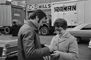 Huty37368 Prints: Tony Curtis Visits The Tom James Company Factory, Perth Amboy, New Jersey