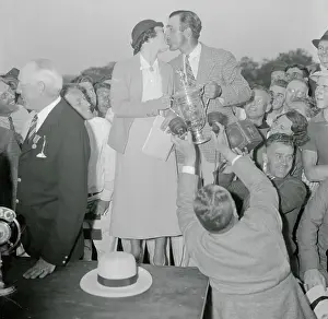 Springfield Prints: Tony Manero Holding Trophy and Receiving Kiss