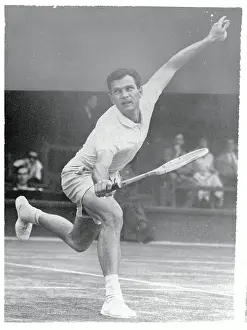 Tony Trabert Reaching to Hit Tennis Ball