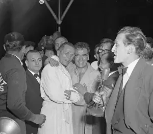 Tony Zale Embracing Marcel Cerdan
